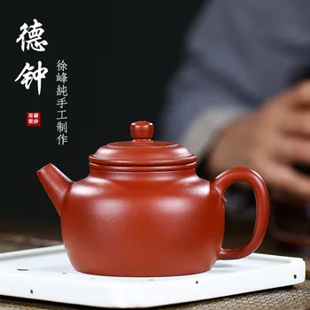 

Yixing Raw Ore Bright Red Robe Dark-red Enameled Pottery Teapot Manual Virtue Bell Brewing Tea Pot Ball Hole Household Tea Set