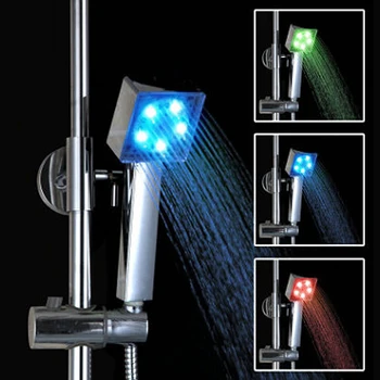 

Colorful Lights Shower Head LED Square Sprinkler Water Saving Filter Spray Nozzle High Pressure High Quality Pressure Rainfall