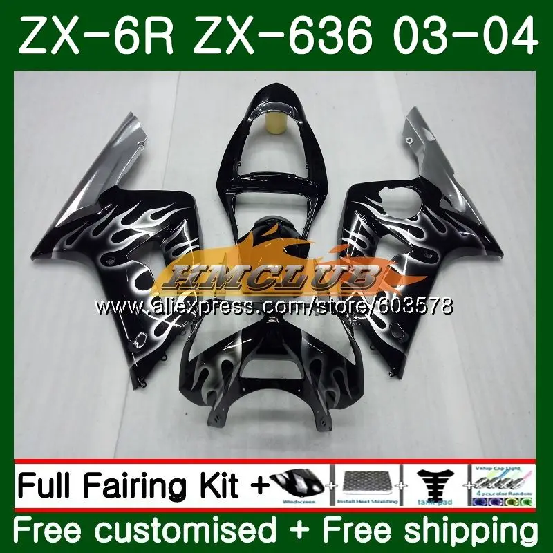 Средства ухода за кожей для KAWASAKI NINJA ZX600 ZX-636 ZX-6R 2003 2004 34CL. 98 ZX 636 6 R 600CC ZX6R 03 04 ZX636 ZX 6R 03 04 обтекателя серебро пламя