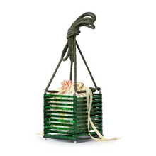 Роскошные женские дизайнерские сумки на шнурке, ручная акриловая сумка, Бамбуковая сумка, сшивание, клатч, квадратная сумка, полые, пляжная сумка дамская сумочка