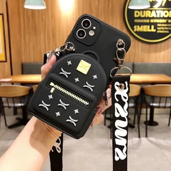 Charming 3D Cartoon Wallet DIY Case with Strap and Lanyard - S25 Plus (BlackBag)