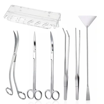 

Aquarium Fish Tank Tweezers Maintenance Tools Kit Curve Scissor Storage Holder Stainless Steel Cleaning Tool for Water Plants