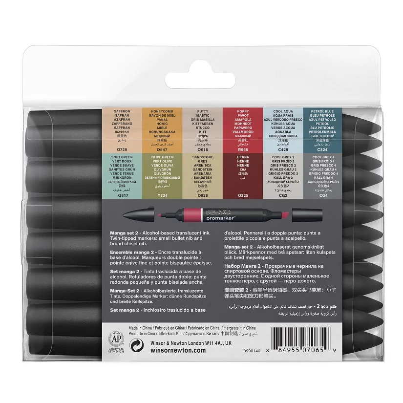WINSOR & NEWTON 6/12 цветов Двойные наконечники (1 мм/6 мм) профессиональные маркеры