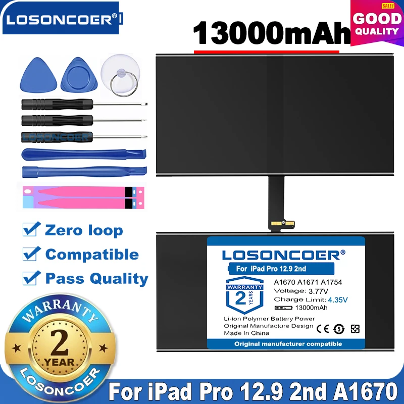 100% Оригинальный LOSONCOER A1670 A1671 A1754 13000 мАч аккумулятор для iPad Pro 12 9 2nd батареи|Батареи