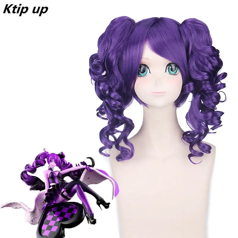 

Ktip Up Alice Wonderland The Red Queen Cosplay Wig Purple Curly Synthetic Wigs With Ponytails Halloween Party Costume Wig