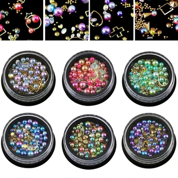 

6 Wheels Mixed Nail Art Rhinestones Diamonds Crystals Beads Gems for DIY Decor (03#)