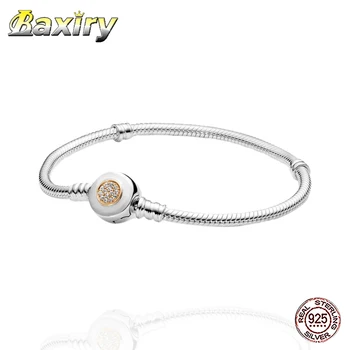 

17-21CM Round Basic Chain 925 Sterling Silver Charm Bracelet Fit Women Bracelet Charms Silver 925 Original Jewelry DIY
