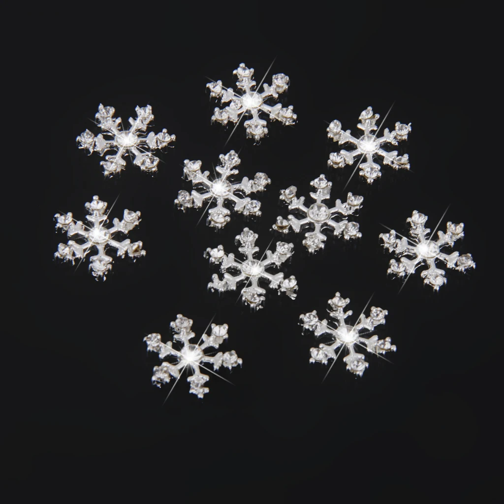 10pcs 14mm Crystal Snowflake Appliques Embellishments Christmas Card Toppers