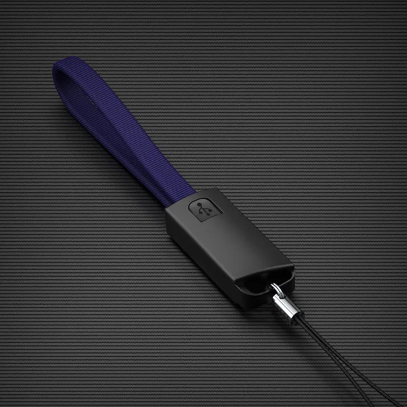 blue micro Mobile Phone Data Cable Is Ultra-Short 22 Cm Data Cable New Lanyard Keychain Data Cable For Android C-Type Keychain Data Cable - Color: blue micro