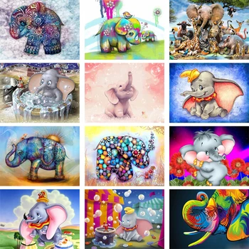 

Full Round Drill 5d Diy Diamond Painting Cartoon Elephant Diamond Embroidery Diamond Mosaic Kids Gift Baby Girl Room Decoration