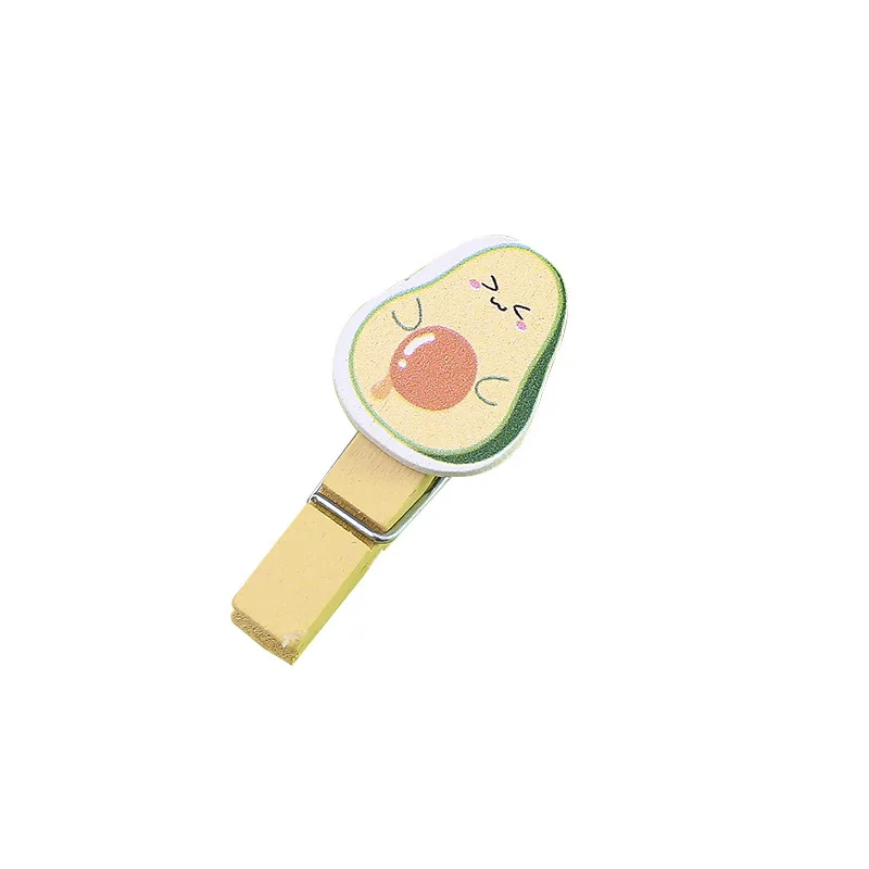 10 Pcs/Set Creative Lovely Avocado Wooden Clip Photo Clips Party Decoration Clip with Hemp Rope