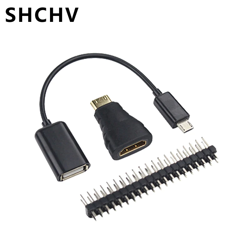 

3 in 1 Raspberry Pi Zero Accessories Mini HDMI-compatible Adapter + OTG Cable + 40Pin GPIO Header for Raspberry Pi Zero W V1.3