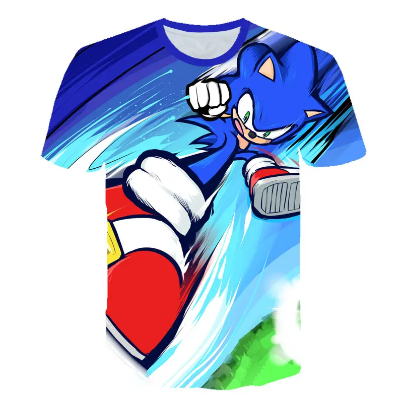 

3D cartoon printed sonic boys T-shirt street boys casual sports boys T-shirt summer children's wear round collar short sleeves