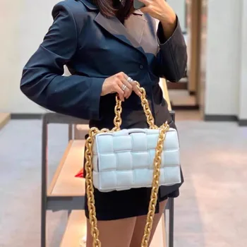 

Thick Chain Woven Square Bag Wild Portable Messenger Bag 2020 New Design Women Bag Solid Pillow