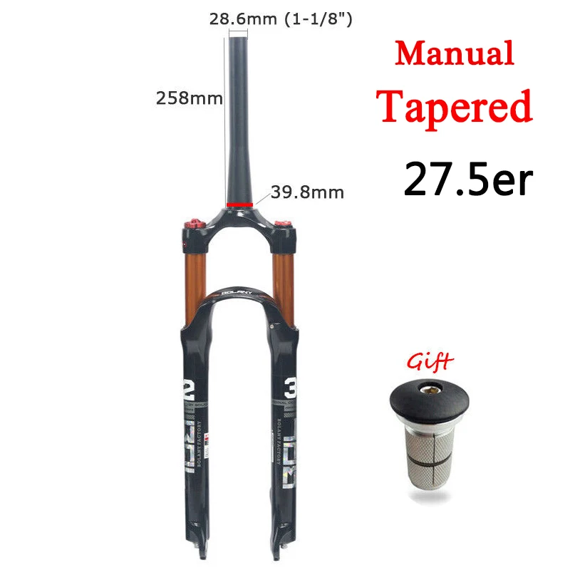 Bolanyгорный велосипед вилки 26/27. 5/29 дюймов MTB велосипед дополнительная вилка 9 мм быстросъемная Сверхлегкая интегрированная Велосипедная вилка - Цвет: 27.5-tapered manual