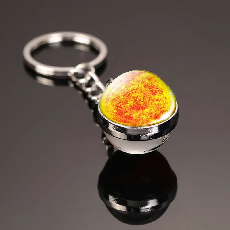 Galaxy Planet Keychain Trendy Solar System Art Picture Glass Ball Key Chain Moon Earth Mar Double Side Pendant Universe Jewelry | Украшения