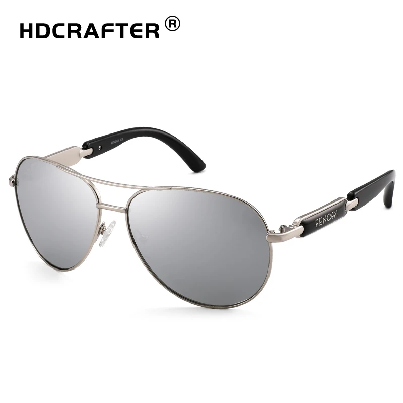 HDCRAFTER Пилот мужские классические солнцезащитные очки Брендовые солнцезащитные очки для мужчин вождения уличные очки UV400 - Цвет линз: SILVER