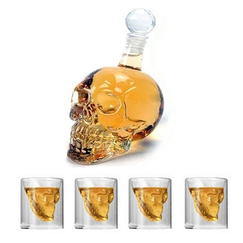 

Transparent Skull Wine Glass Double Vodka Bottle Whisky Wine Crystal Bottle Clear Milk Coffee Cup Cabinet Decoration Barware