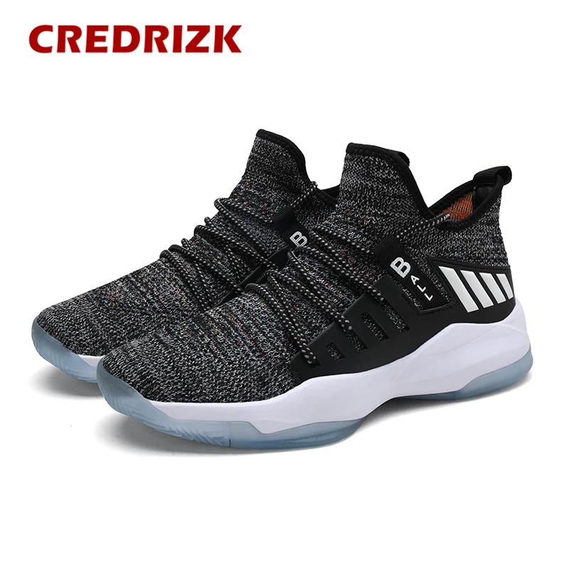 Новое поступление баскетбольные кроссовки мужские Flyknit Ретро Jordan Basket Homme Lebron баскетбольные кроссовки с высоким берцем James - Цвет: Серый