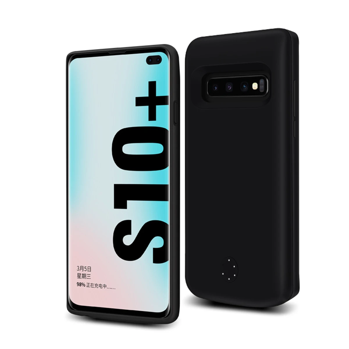 Чехол для зарядного устройства для samsung Galaxy S10 Plus, чехол для аккумулятора, внешний аккумулятор, чехол для зарядки s, внешний резервный внешний аккумулятор, чехол для телефона - Цвет: Черный