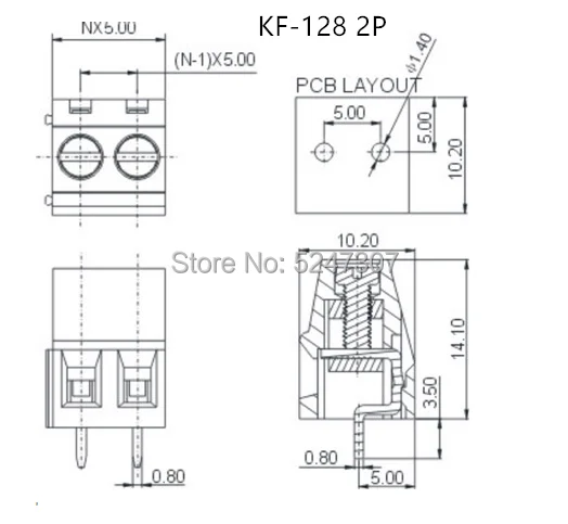 100 шт. kf-128 5,0 мм Винт Тип PCB терминал 2 P/3 P может быть соединен с kf128 разъем