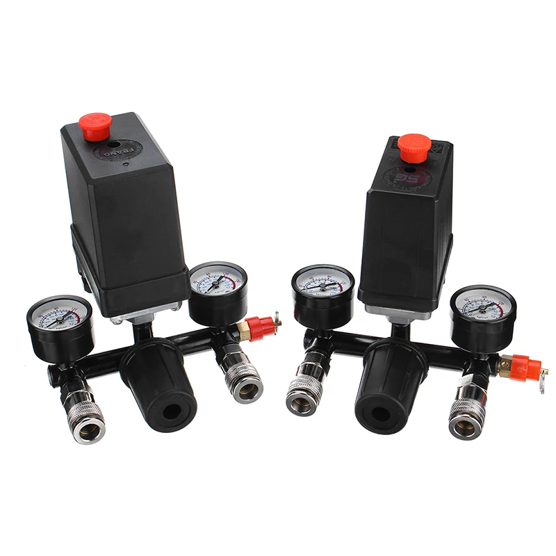 

Durable 240V/380V AC Regulator Duty Air Compressor Pump Pressure Control Switch Air Pump Control Valve 7.25-125 PSI with Gauge