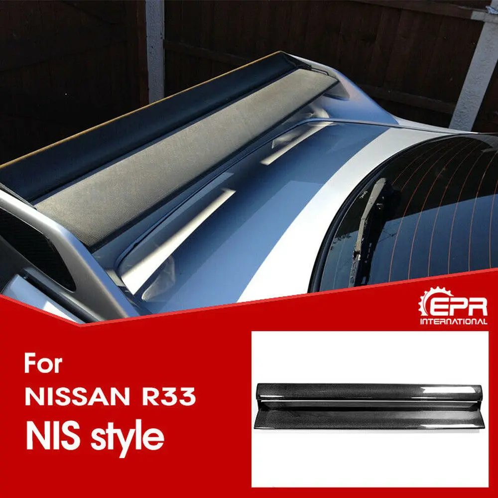 

Carbon Fiber Black Glossy Finished Twin Wing Spoiler Blade accessories Exterior Body kit For Nissan R33 Skyline GTR Nis Style