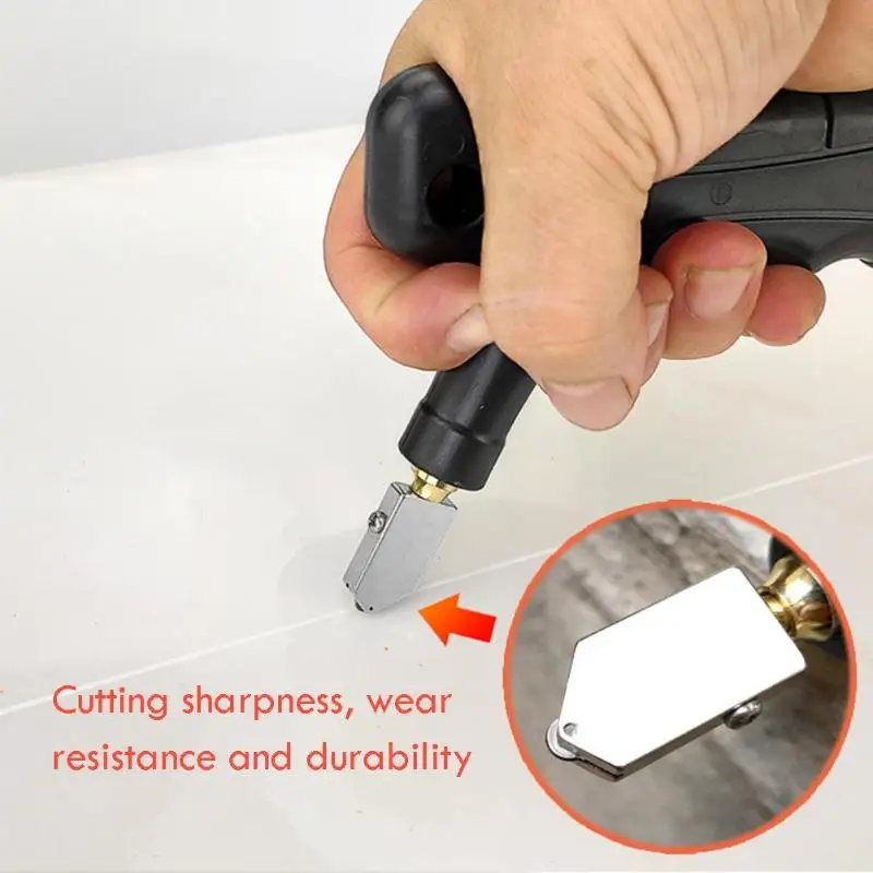 Tile Glass Cutter Ceramic Cutting Tools Handheld Sharp Breaker Labor-saving Opener with Spare Cutter Heads Standby Footpads