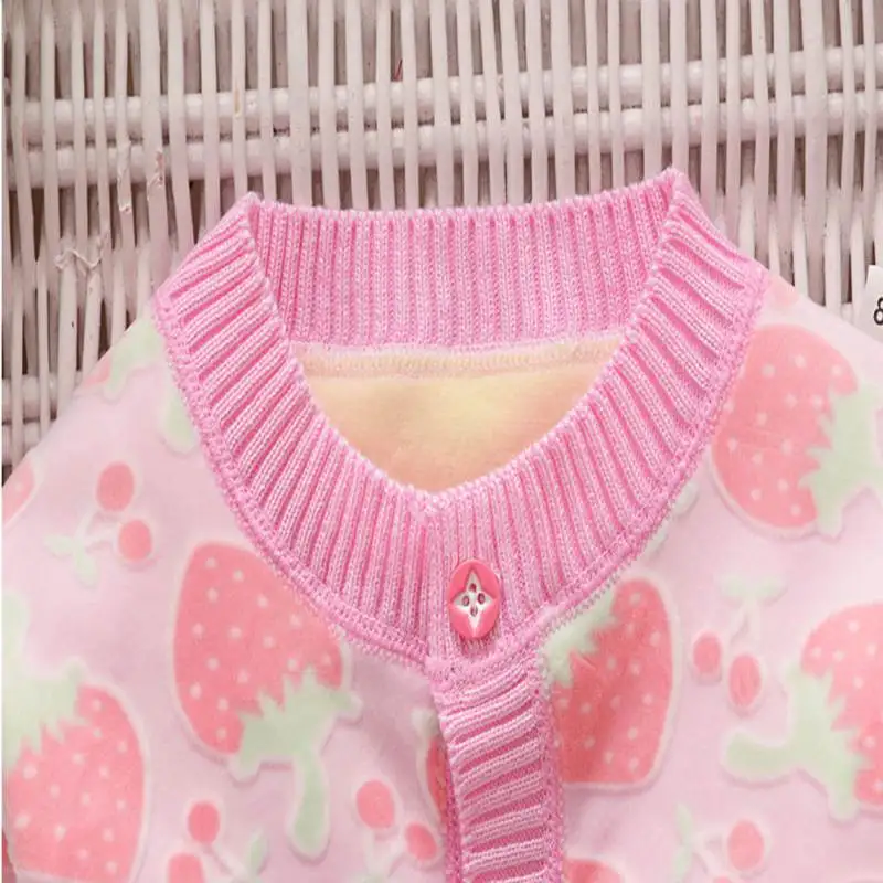 Осенний свитер для маленьких девочек, зимние теплые хлопковые топы, вязаный кардиган ручной работы, свитер, пальто для маленьких девочек 13-36 месяцев
