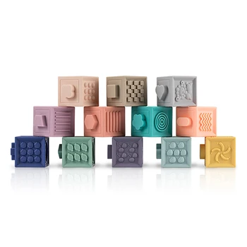 

12pcs/set Montessori Baby Grasp Toy Building Blocks 3D Touch Hand Soft Balls Baby Massage Rubber Teethers Squeeze Bath Soft Toys