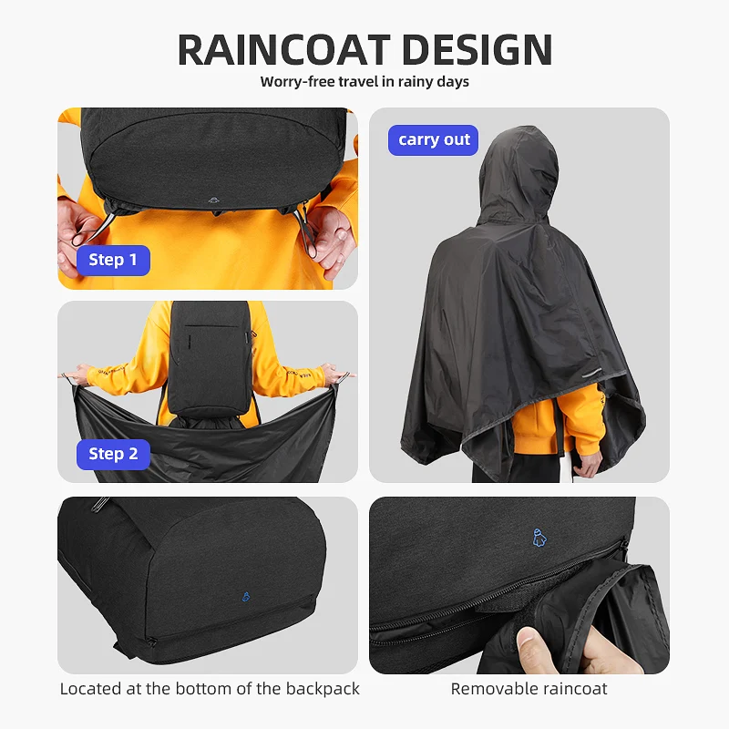 Mark Ryden 2021 New RFID Men Backpack YKK Zipper Water Resistant Bag 15.6 Inch Laptop Damping Shoulder Strap Raincoat Backpack