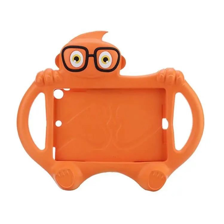 Милый 3D мультфильм детская безопасная силиконовая крышка для Ipad Mini 1 2 3 мини 4 Стенд дети ударопрочный корпус из пены eva+ ручка - Цвет: Оранжевый