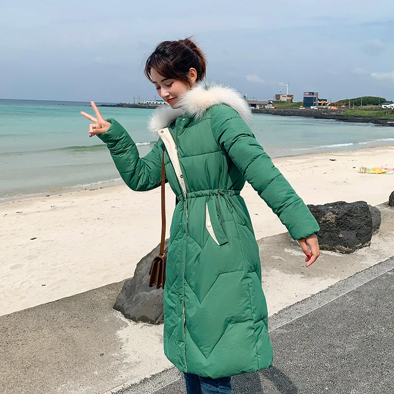 

Photo Shoot 19 New Style Autumn & Winter Down Jacket Women's Korean-style Mid-length Loose-Fit Large Fur Collar Slimming Cotton