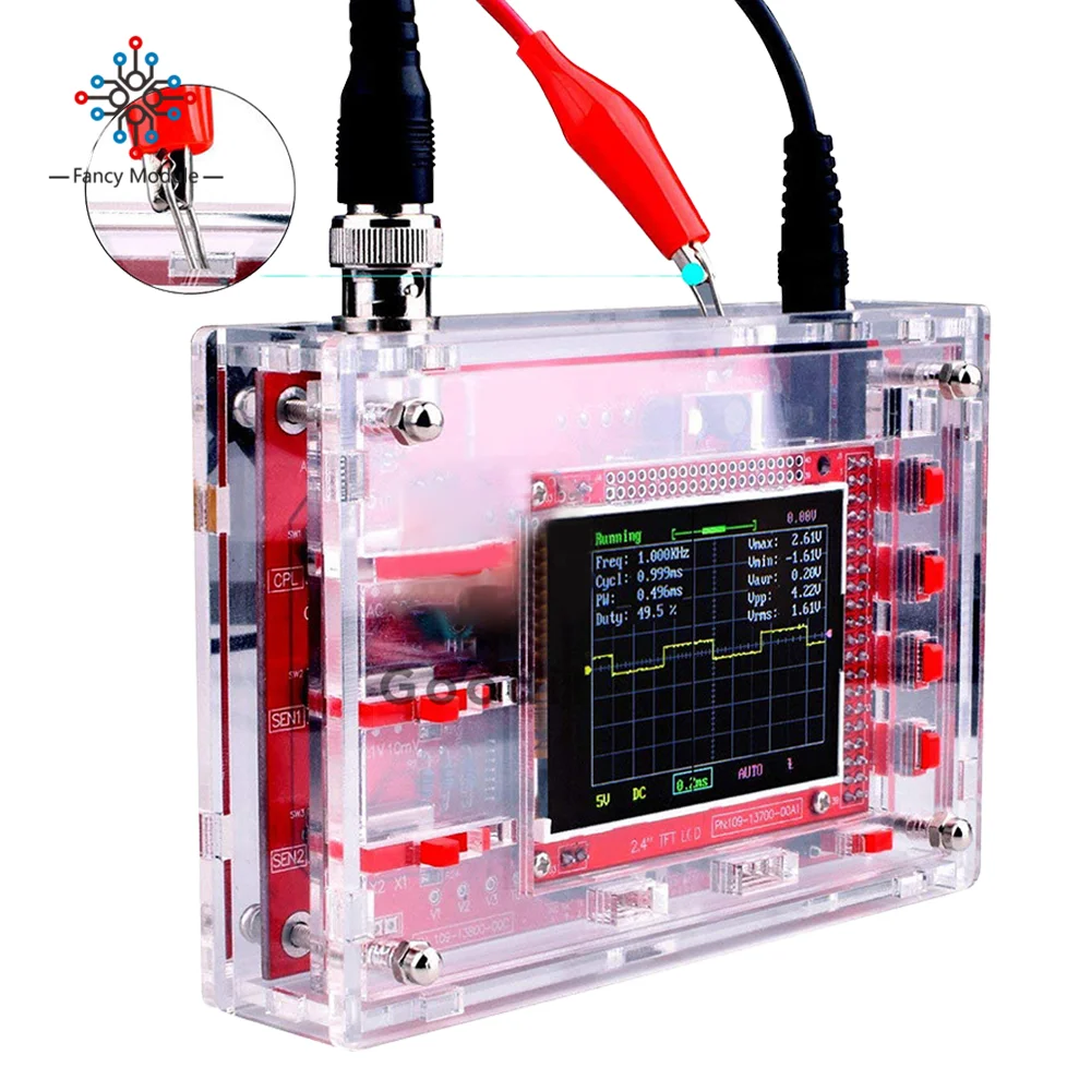 Digital Oscilloscope SMD 2.4" TFT LCD 1Msps 0 -200KHz 12Bit with Alligator Probe For DSOO138