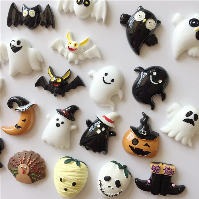 

Cute Halloween Pumpkins Funny Skulls Bats Party Gifts Decorative Resin Fridge Magnets Stickers Imanes Para Refrigerador