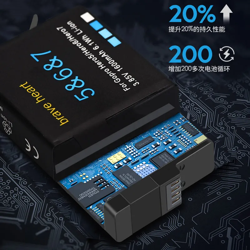 1600 мАч Go pro hero 5 аккумулятор+ светодиодный USB 3 порта зарядное устройство type C порт для GoPro 5 hero 5 hero 6 7 hero 6 4K hero 7 аксессуары для камеры