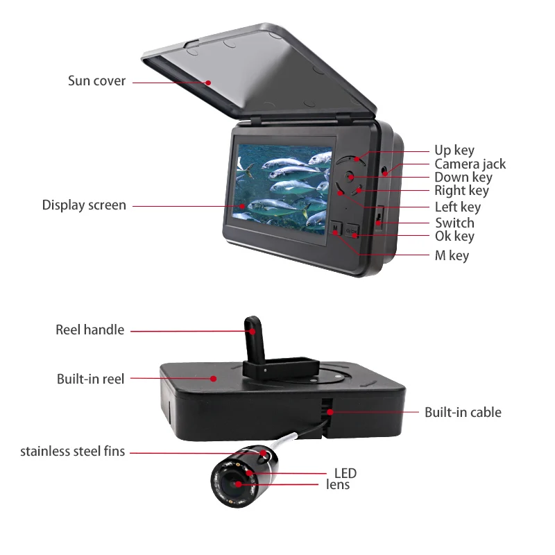 Рыболовная удочка Erchang F431 HD 1280*720P Разрешение DVR рыболокатор видеокамера для