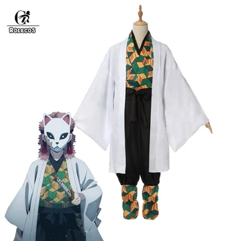

ROLECOS Anime Demon Slayer Kimetsu no Yaiba Cosplay Costume Sabito Cosplay Costume Men Kimono Halloween Full Sets