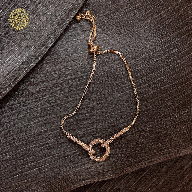 

Fashion Simple Pendant Bracelet For Women Round Shiny Crystal Bangle Female New Jewelry Gifts DWH5