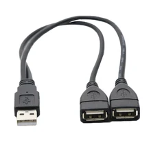 Usb кабель для зарядки, кабель-удлинитель, USB 2,0 A, 1 штекер-2, двойной USB, Женский концентратор данных, адаптация питания