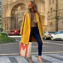 Осень зима модное шерстяное пальто MAO Circle Женская куртка повседневное однобортное длинное пальто одноцветное свободное шерстяное пальто