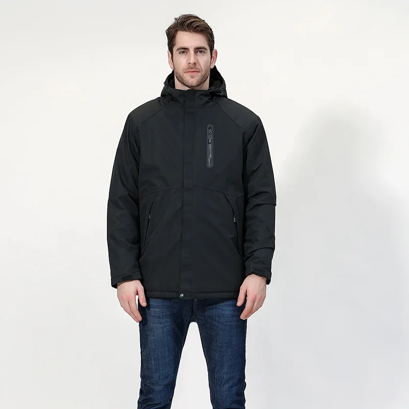 Couples USB Heated Jacket Men Waterproof Jacket Men Down Cotton Hiking Jacket Winter Thermal Plus Size Heated Clothing - Цвет: black man
