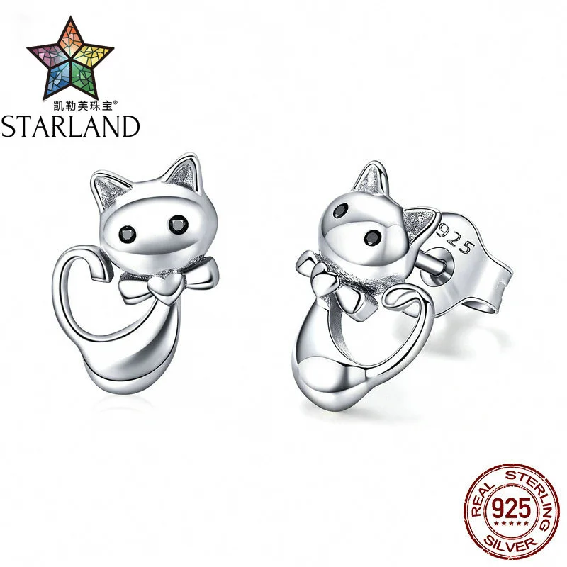 

Starland Cat Collection 925 Sterling Silver Sticky Cat Animal Small Stud Earrings for Women Fashion Sterling Silver Jewelry