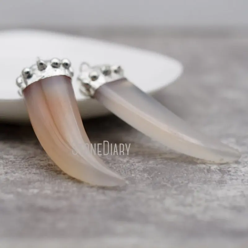 

Спаянные черные технологии PM28505, агатовый гудок подвеска с клыком, подвески в форме гудка из натурального камня, ювелирные изделия в подарок