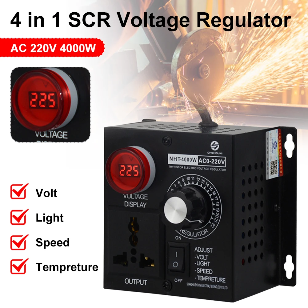 4 In 1 SCR Voltage Regulator Durable Speed Temperature Light Volt