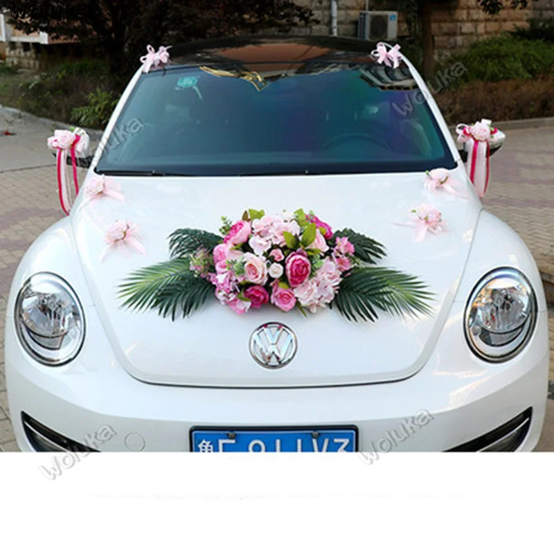 E Украшение автомобиля свадебное оформление автомобиля набор Ретро цветок тема свадебный поплавок команда Моделирование Зеленый бамбук CD50 Q03 - Название цвета: E