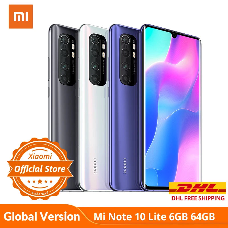 Globale Versione Xiaomi Mi Nota 10 Lite 6GB 64GB Snapdragon 730G NFC G-pay 64MP Quad telefoni 5260mAh Mobile della macchina fotografica 30W smartphone