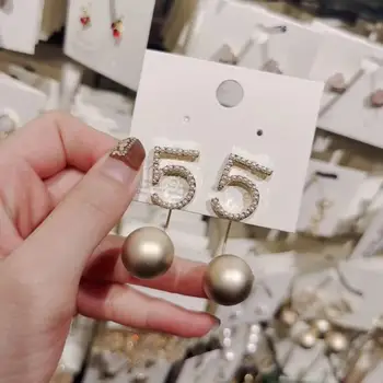 

2020 New Design Figure 5 Small Pearl Inlay Golden Ball Pendant Cute Earrings Pendientes Mujer mode earrings Fashion Jewelry kupe