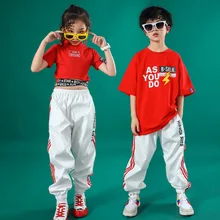 Костюмы в стиле хип-хоп для девочек и мальчиков, одежда для джазовых танцев, бальная футболка, штаны, сценические наряды, одежда для выступлений, детской одежды для конкурса танцов