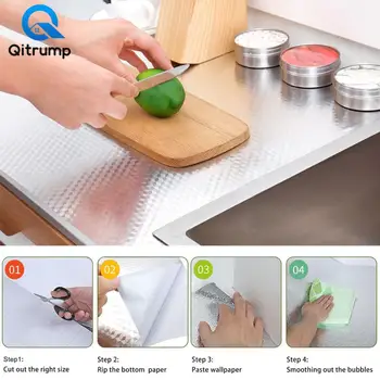 

Waterproof Oil-proof Wallpaper Multi-Purpose Aluminum Film DIY Foil Self-Adhesive For Kitchen Countertop Backsplash Wall Sticker